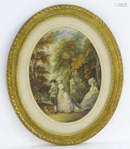 R. H. Mason, After Thomas Gainsborough (1727 - 1788), XIX, Watercolour and gouache, an oval,