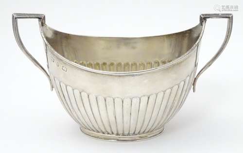 A Victorian silver twin handled sucrier / sugar bowl. Hallmark Birmingham 1898 maker Elkington &