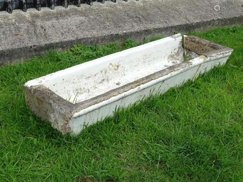 Garden & Architectural, Salvage: an early-20thC reconstituted stone enameled trough/planter,