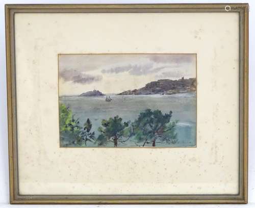 Francis L. James, XIX-XX, Watercolour, A coastal scene with boats, possibly Mount St. Michael.