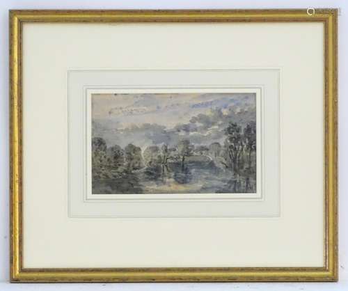 Henrietta Hussey (1819-1899), English School, Watercolour, Wooded river landscape. Approx. 6 1/4