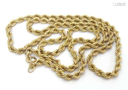 A 9ct gold necklace of rope twist form approx 24