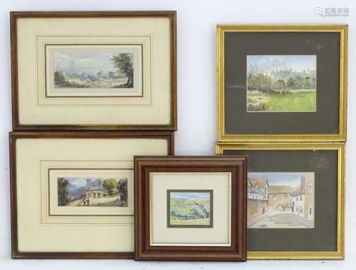 Ray Swaffield, XX, English School, Watercolours, A landscape scene with a view of Arundel Castle;