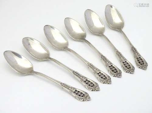 A set of six American Sterling silver spoons by R Wallace & Sons Mfg co. of Wallingford Connecticut.