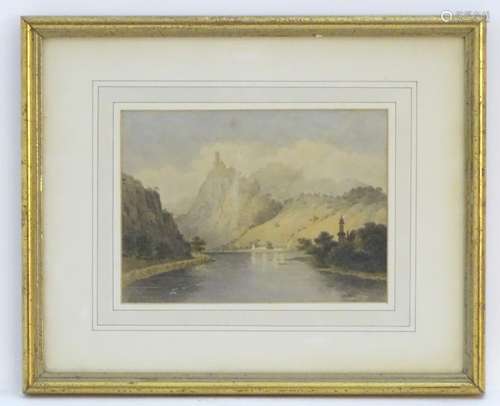 Manner of James Baker Pyne (1800-1870), XIX, Watercolour, A mountainous river landscape with