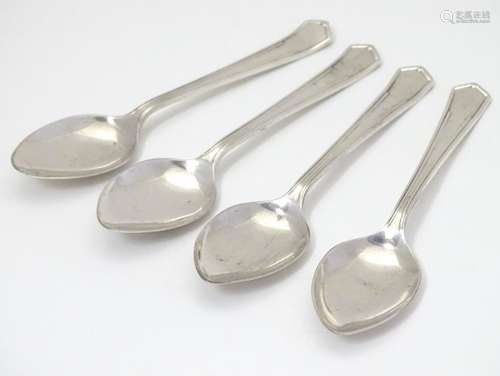 A set of four silver teaspoons hallmarked Sheffield 1945. maker G W Shirtcliffe & Son (George