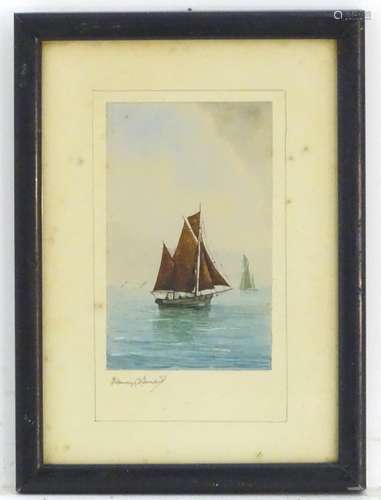 Indistinctly signed Stanley A. Samley?, XX, Marine School, Watercolour, Fishing boats at sea. Signed