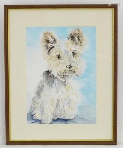 XX, Canine School, Watercolour, A portrait of a West Highland white terrier / Scottie dog with a