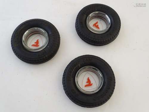 Three advertising ashtrays, for Firestone D 20 Transport 2000 Steelcord Radial tyres, each 6 1/4