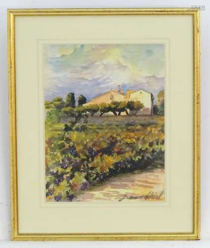 Josiane Abrial, XX-XXI, French School, Watercolour, La Chapelle de Saint Anne, St Tropez, A