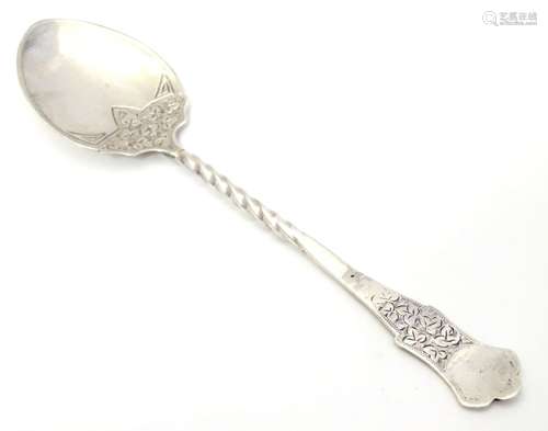 A Victorian silver jam / preserve spoon, hallmarked Birmingham 1894, maker Henry Williamson Ltd.