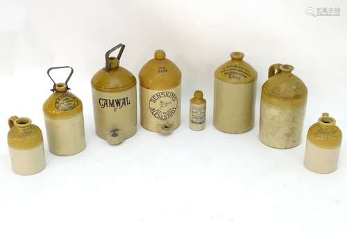 Kitchenalia: a collection of early-20thC stoneware flagons, variously marked Benskins Ales &