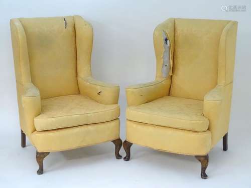 A pair of a early /mid 20thC Queen Anne style armchairs for re-upholstery. 33 1/2