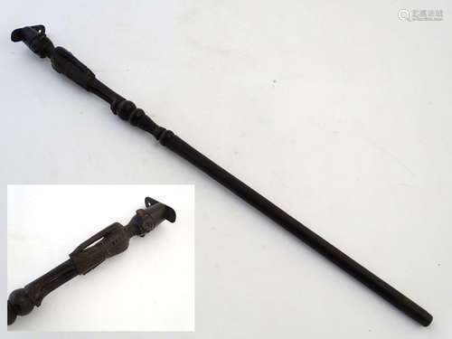 Ethnographic / Native / Tribal: An East African walking stick with carved figural decoration.