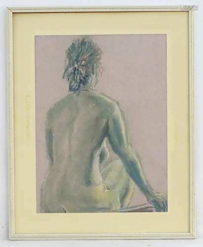 XX, Pastel on paper, A still life study of a seated female nude. Approx. 15 1/2