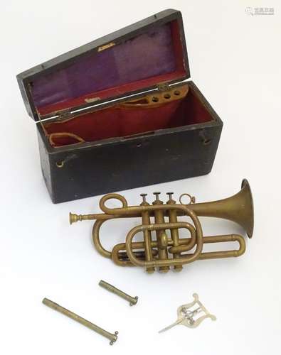 Musical Instruments: a Victorian boxed trumpet/cornet by Metzler & Co, London (1788-1931.) Of