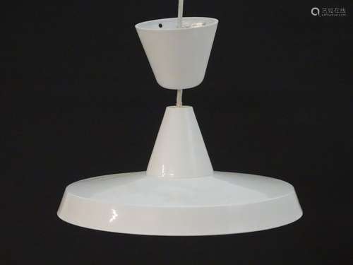 Vintage Retro, Mid-Century: a Nordlux 7663 pendant lamp, white enameled finish, the shade 13 3/4