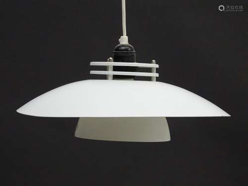 Vintage Retro, Mid-Century: a domed pendant light, with white painted finish, 14