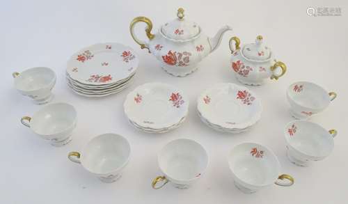 A quantity of Rosenthal tea wares in the Pompadour shape with floral decoration and gilt highlights.