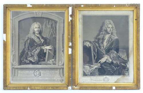 Pierre Drevett (1663-1738), after Hyacinthe Rigaud (1659?1743), 18thC Engraving, A portrait of