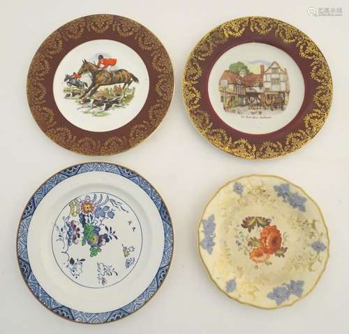 A quantity of assorted plates, two Booths plates in the pattern Netherland, three with floral