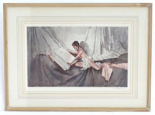 After Sir William Russell Flint (1880 - 1969), Colour print, 'The New Model Inspecting Drawings of