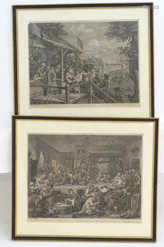 After William Hogarth (1697-1764), 18thC engravings from the series Humours of an Election, Plate I,