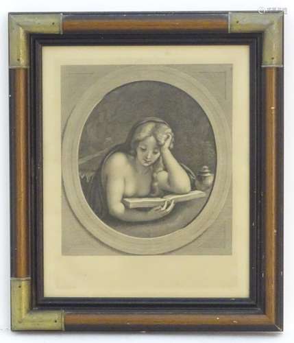 After Antonio Allegri da Correggio (1489-1534), Italian School, Engraving, Mary Magdalene reading