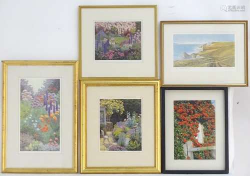 Andrea Bates (b. 1943), Limited edition prints, x3, The Rambling Rose, A country garden with flowers