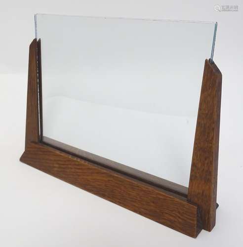 An Art Deco oak picture / photograph frame / stand. Approx. 7