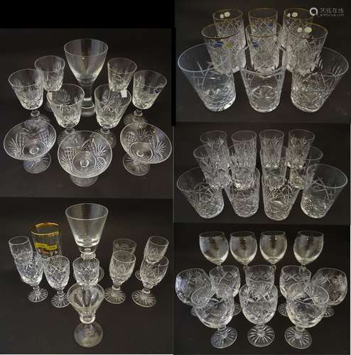 Glass: a large selection of various 20thC drinking glasses, to include a wine glass with air