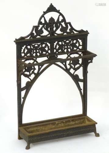 Garden & Architectural, Salvage: a Victorian Aesthetic Movement cast iron stick stand, designed by