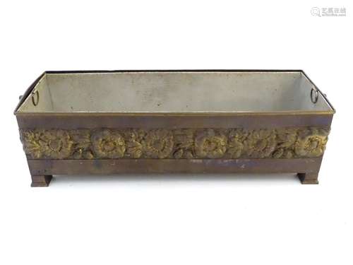 Garden & Architectural, Salvage: a mid-20thC window box planter, of brass construction with