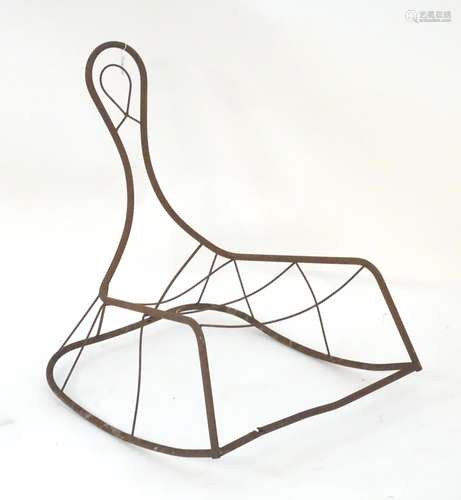 Garden & Architectural, Salvage: a mid-20thC metal rocking chair frame, suitable for use as a