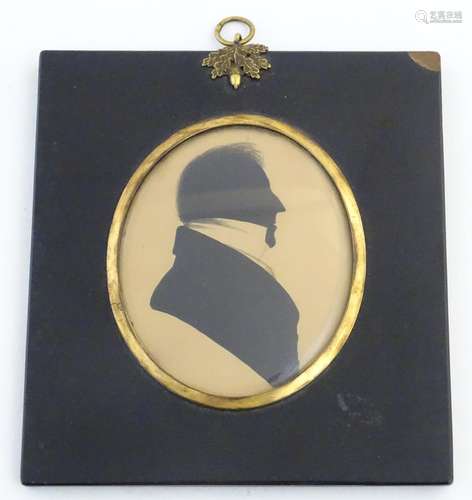 A 19thC oval watercolour silhouette portrait of John Ramsbottom, a British Whig politician and MP