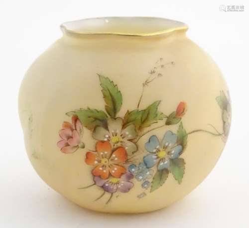 A Grainger and Co. Royal China Works, Worcester, blush ivory globular vase with a lobed rim and