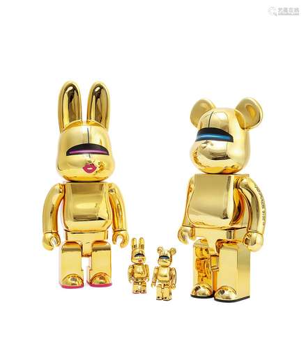 BE@RBRICK X空山基 熊+兔组合 金色 （一套）