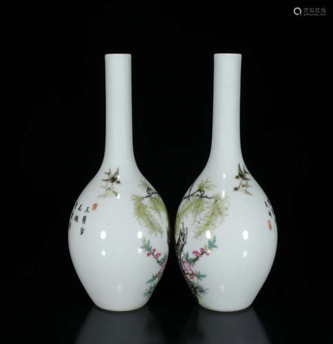 PAIR OF CHINESE FAMILLE ROSE VASE