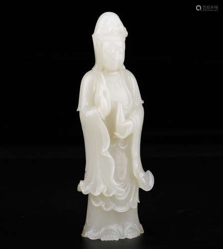 CHINESE CARVED HETIAN JADE BUDDHA