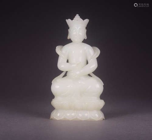 CHINESE CARVED HETIAN JADE BUDDHA