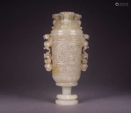 CHINESE CARVED HETIAN JADE CUP