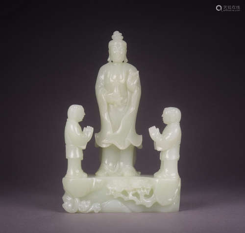 SET OF CHINESE CARVED HETIAN JADE ORNAMENT