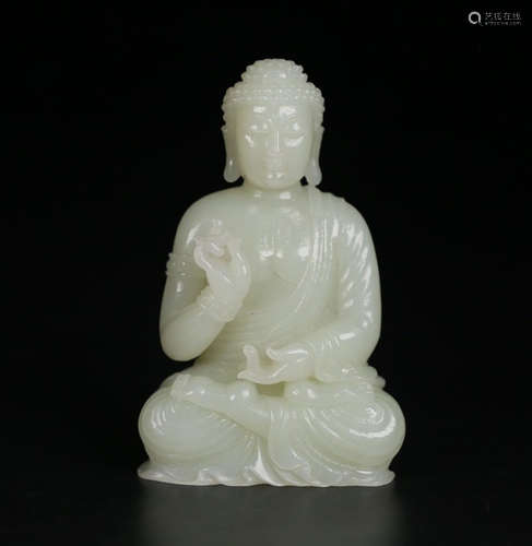 CHINESE CARVED HETIAN JADE BUDDHA