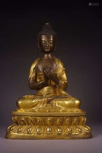 CHINESE GILT BRONZE BUDDHA