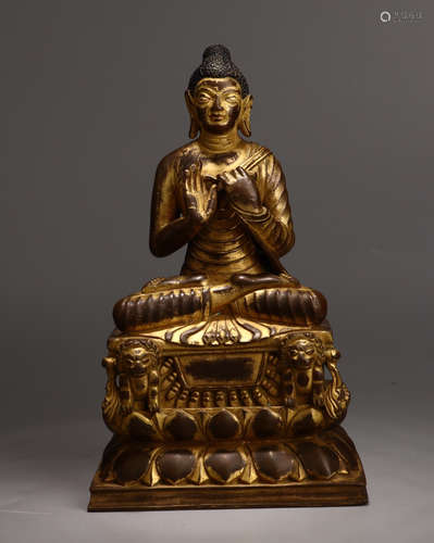 CHINESE GILT BRONZE BUDDHA