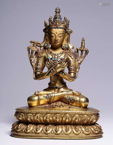 CHINESE GILT BRONZE BUDDHA