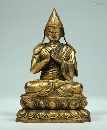 CHINESE GILT BRONZE BUDDHA