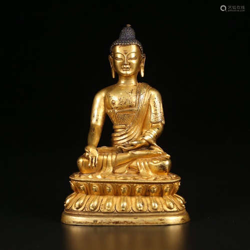 CHINESE GILT BRONZE BUDDHA