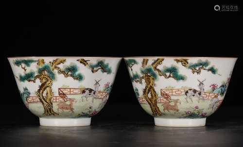 DIANDETANG MARK, PAIR OF CHINESE GILT FAMILLE ROSE BOWL