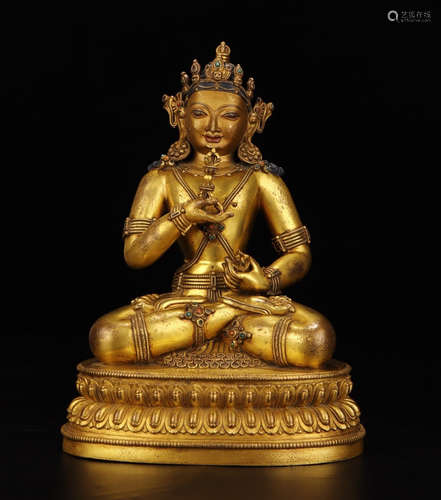 CHINESE GILT BRONZE BUDDHA